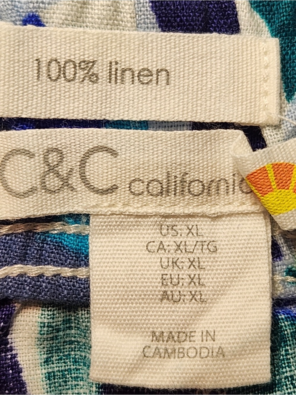 New C&C California Linen Ankle Length Tropical Print Pants Resortwear‎ Vacation - Picture 4 of 5